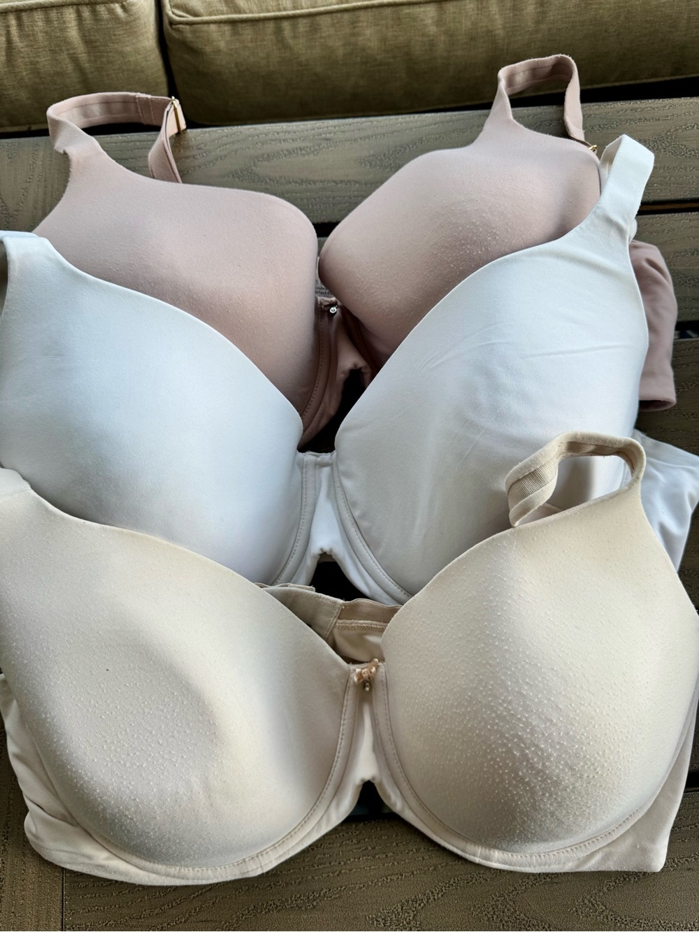 Soma 3-Pack Bras in White, Nude, and Beige 42DD